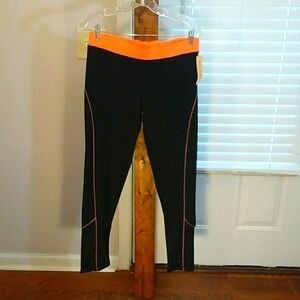NWT Love Nation Athlete Active Wear Black And Orange Size M Elastic Waist Band